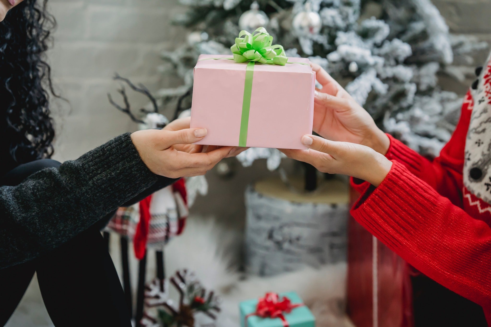woman giving present
