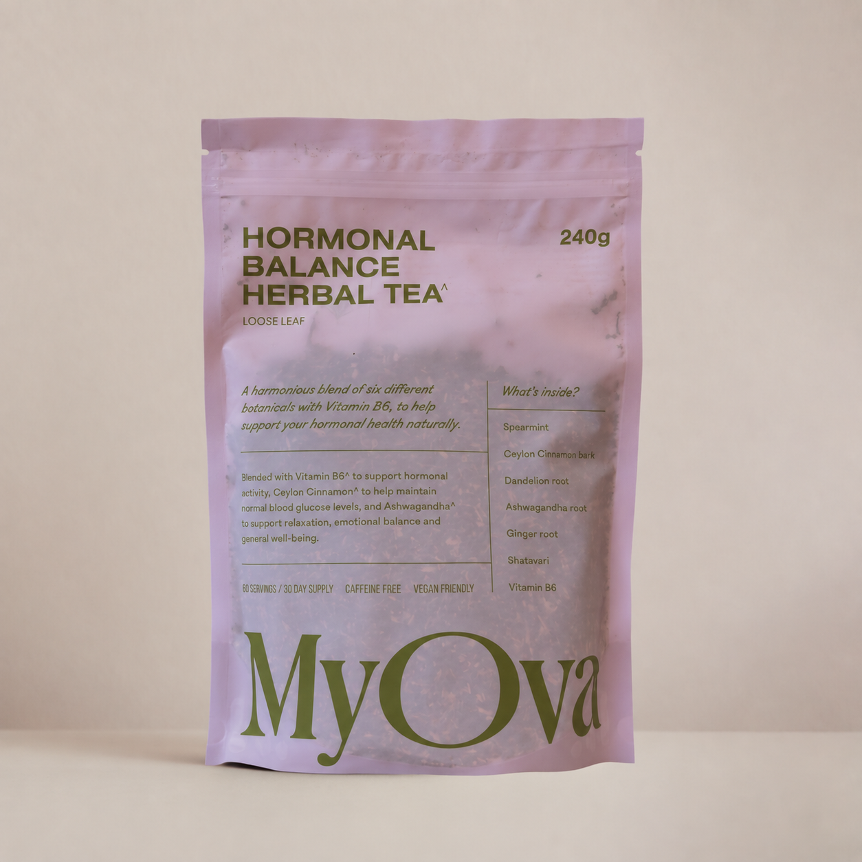 MyOva Hormonal Balance Botanical Tea loose-leaf pouch