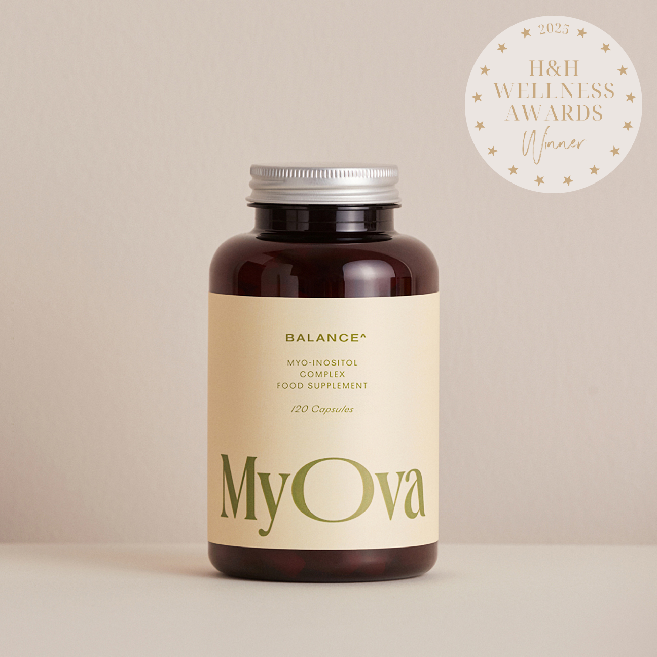 MyOva Balance myo-inositol and ashwagandha supplement bottle