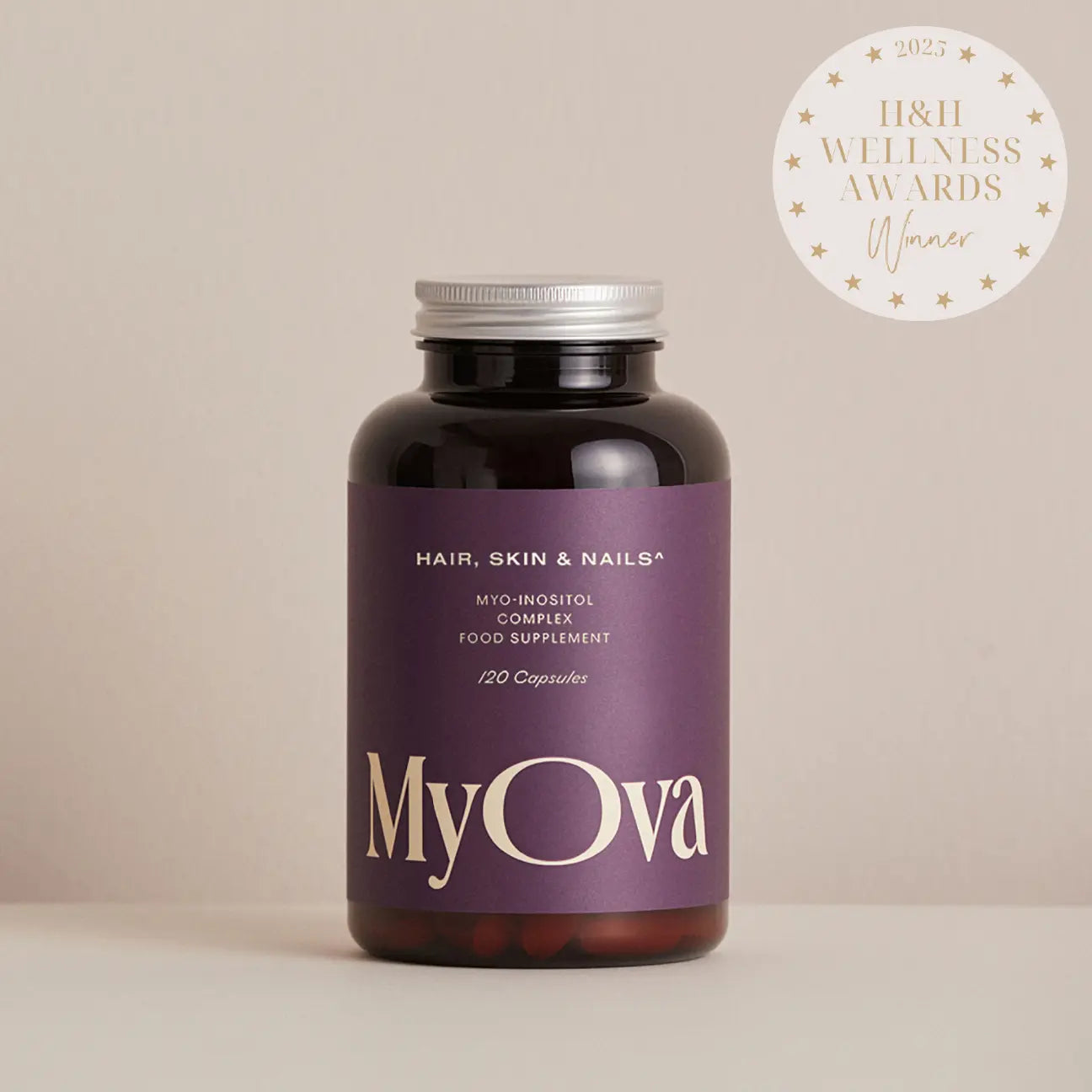 MyOva Hair, Skin & Nails supplement bottle
